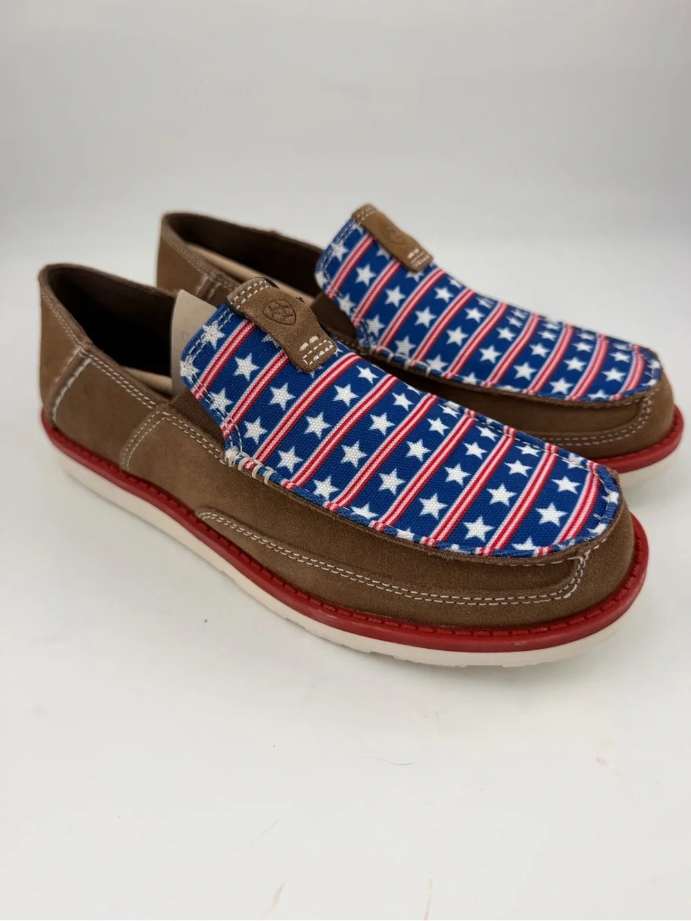 👞 NIB! Ariat Kid’s Cruisers-SZ 5-Stars & Stripes Dirty Tan Slip-On Moccasin shoe